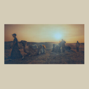 Berbers Camels Agafay Desert Sunset | Canvas Photo Print