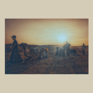 Berbers Camels Agafay Desert Sunset | Matte Paper Photo Print