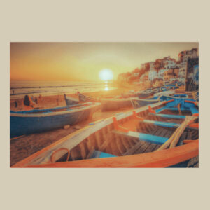Seaside Sunset Fishing boats Morocco | Matte Paper Photo Print