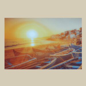 Seaside Sunset Fishing boats Morocco | Matte Paper Photo Print